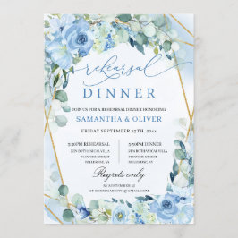 Convite Ensaio Geométrico Dourado Floral Azul Boho Dusty