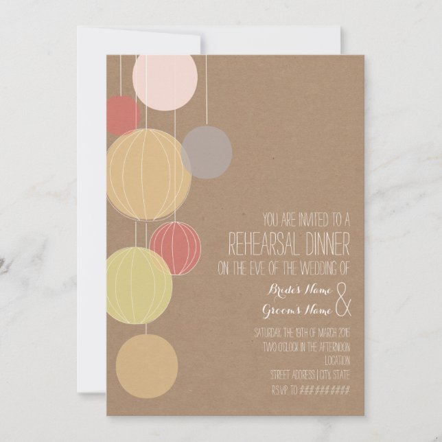 Convite Ensaio inspirado Cardstock das lanternas coloridas (Frente)