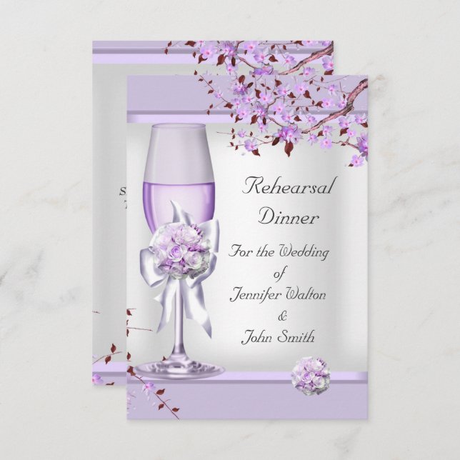 Convite Ensaio Jantado Lavanda Púrpura Lilac 4 (Frente/Verso)