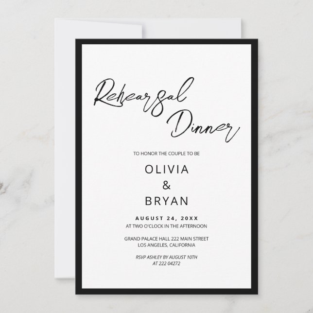 Convite Ensaio Minimalista de Script Preto (Frente)