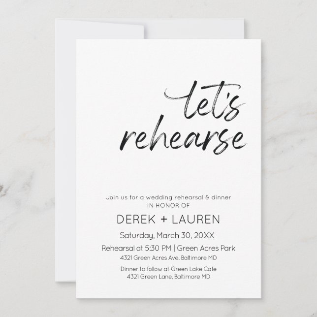 Convite Ensaio Mínimo de Casamento de Ensaios de Vamos de  (Frente)