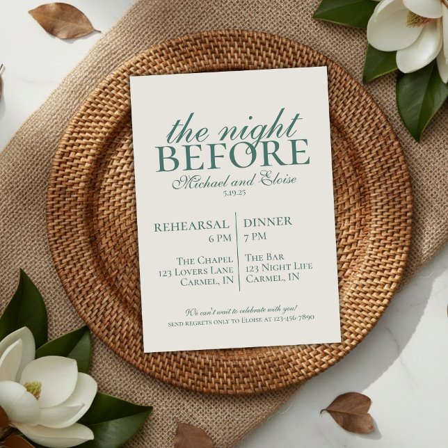 Convite Ensaio Na Noite Antes Do Casamento Sage Green (Rehearsal The Night Before Wedding Sage Green Invitation
)