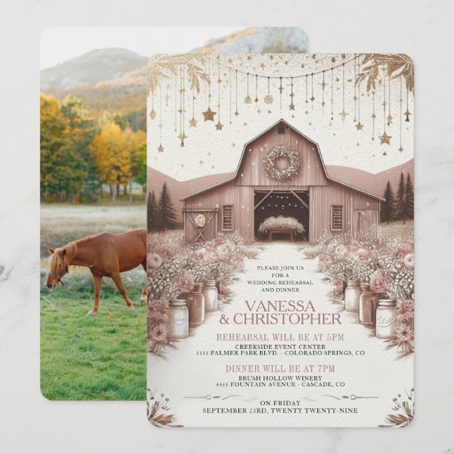 Convite Ensaio Rustic Elegance Wedding (Frente/Verso)