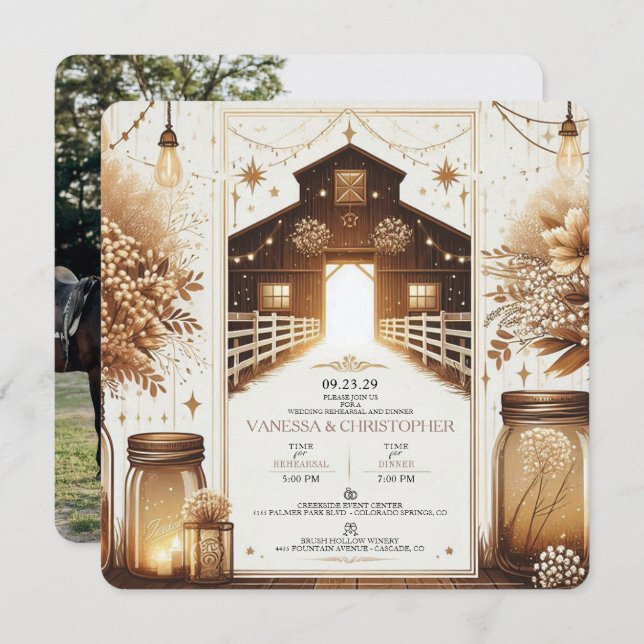 Convite Ensaio Rustic Elegance Wedding (Frente/Verso)