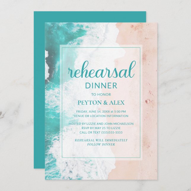 Convite Ensaio sobre o Teto de Turquesa do Oceano Praia Tr (Frente/Verso)