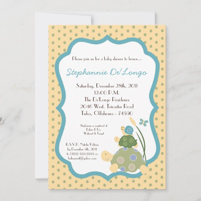 Convite ensolarado do chá de fraldas do caracol da (Frente)