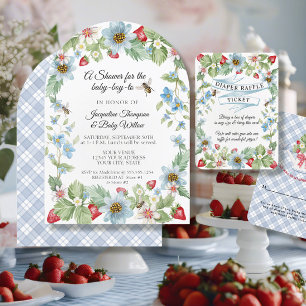 Convite Então Berry Sweet Boy para ser Chá de morango