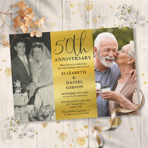 Convite Então e Agora 2 Fotos 50º Aniversário de Casamento