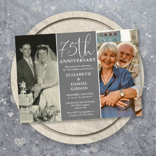Convite Então e Agora 2 Fotos 75º Aniversário de Casamento