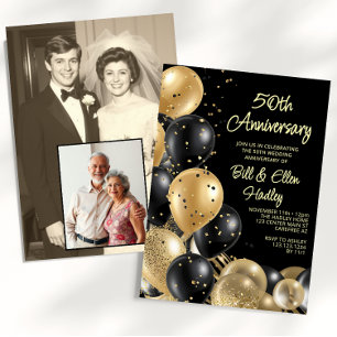 Convite Então e agora 50ª Foto de Aniversário de Casamento