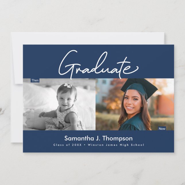 Convite Então e Agora Personalizadas fotos de bebê e forma (Frente)