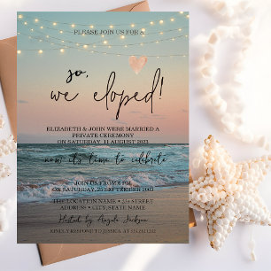 Convite Então Nós Fugimos, Casamento ao Pôr do Sol na Prai