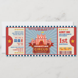 Convite Entrada de Bilhete de Circo Vintage Azul Primeiro