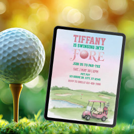 Convite Entrando no Fore, Golfe Rosa Aniversário de 4 anos