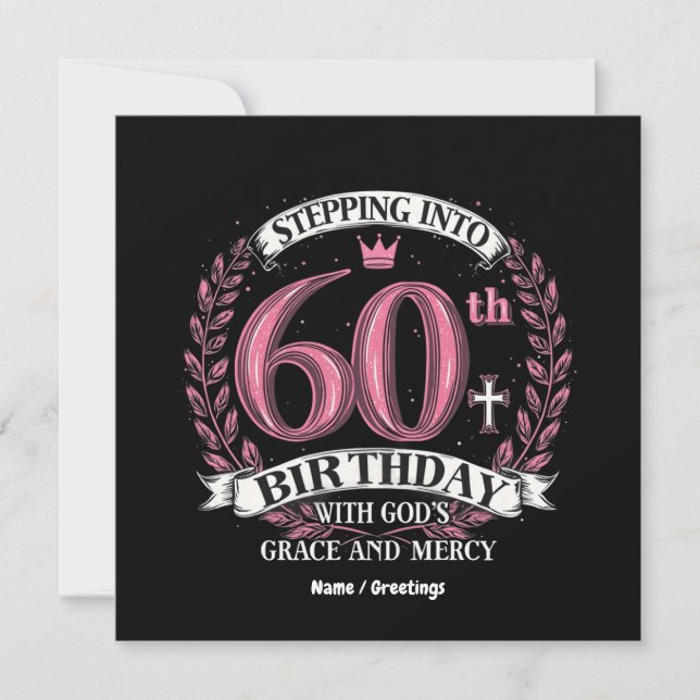 Convite Entrando no meu 60º aniversário com a Graça de Deu (Frente)