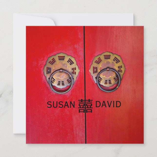 Convite Entrando pelo Portão da Felicidade Casamento Chinê (Frente)