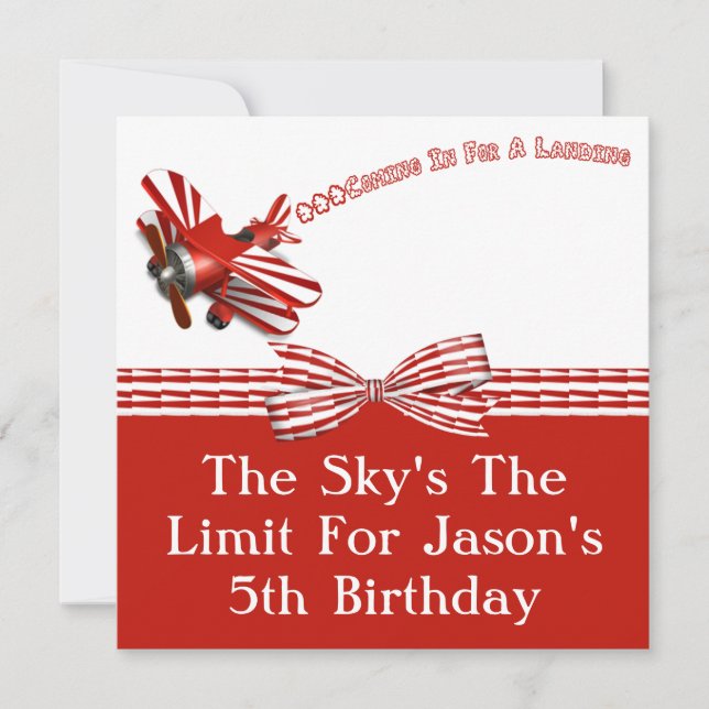 Convite Entrar para o aniversário de aterragem do avião (Frente)