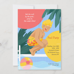 Convite Entre na Água Está Fina Festa na Piscina