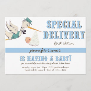 Convite Entrega especial - cegonha do vintage