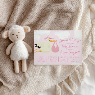 Convite Entrega especial! Chá de fraldas Pink Stork