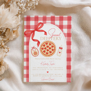 Convite Entrega Especial Pizza Coração Chá de Bebê