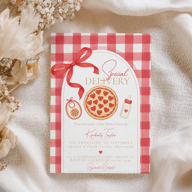 Convite Entrega Especial Pizza Coração Chá de Bebê (Criador carregado)