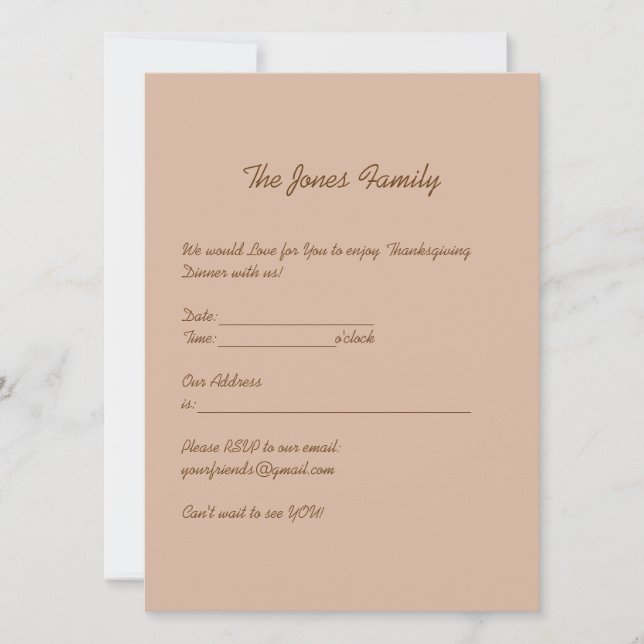 Convite Entretenimento de Ação de Graças Personalizada (Frente)