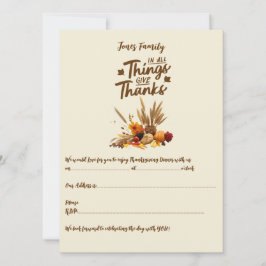 Convite Entretenimento de Ação de Graças Personalizada