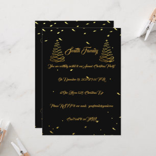 Convite Entretenimento de Natal Dourado e preto elegante