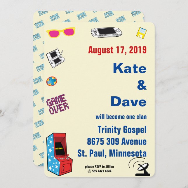 Convite Entrevista Retro-Video Gamer 🎮 💍 Casamento (Frente/Verso)