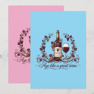 Convite Envelhecer Como um Grande Vinho Ilustração Vintage