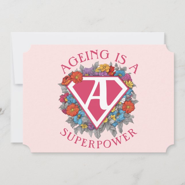 Convite Envelhecer é um aniversário superpoderoso (Frente)