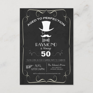 Convite Envelhecido à festa de aniversário adulta da