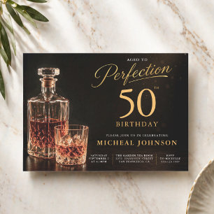 Convite Envelhecido à Perfeição Dourado Preto 50º Aniversá