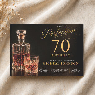 Convite Envelhecido à Perfeição Dourado Preto 70º Aniversá
