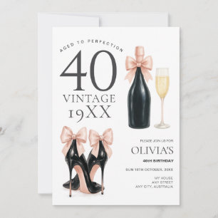 Convite Envelhecido à Perfeição Glam 40º Aniversário Champ
