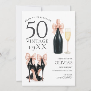 Convite Envelhecido à Perfeição Glam 50º Aniversário Champ