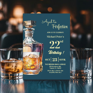 Convite Envelhecido à Perfeição Homens 22º Whiskey Anivers