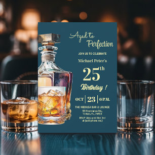 Convite Envelhecido à Perfeição Homens 25º Whiskey Anivers