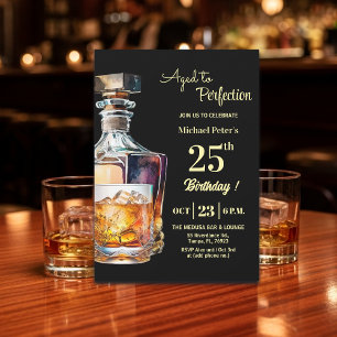 Convite Envelhecido à Perfeição Homens 25º Whisky Aniversá
