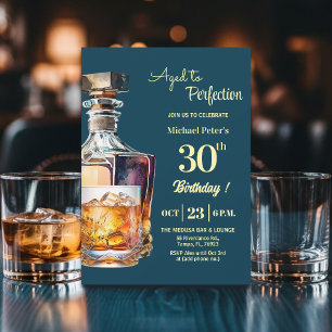 Convite Envelhecido à Perfeição Homens 30º Whiskey Anivers