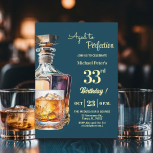 Convite Envelhecido à Perfeição Homens 33º Whisky Aniversá