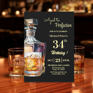 Convite Envelhecido à Perfeição Homens 34º Whiskey Anivers