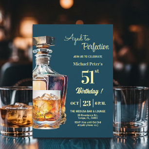 Convite Envelhecido à Perfeição Homens 51º Whiskey Anivers