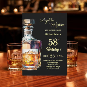 Convite Envelhecido à Perfeição Homens 58º Whiskey Anivers