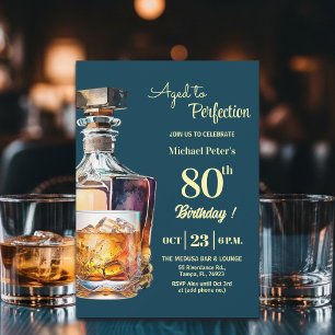 Convite Envelhecido à Perfeição Homens 80º Aniversário de