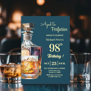 Convite Envelhecido à Perfeição Homens 98º Aniversário de
