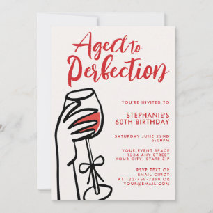 Convite Envelhecido à Perfeição Vinho Desenhado à Mão Aniv