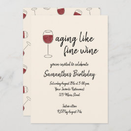 Convite Envelhecimento Como Vinho Baixo Vidro Tinto Aniver