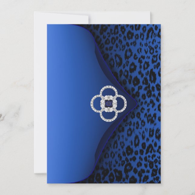 Convite Envelope com Estampa de Leopardo Azul (Frente)